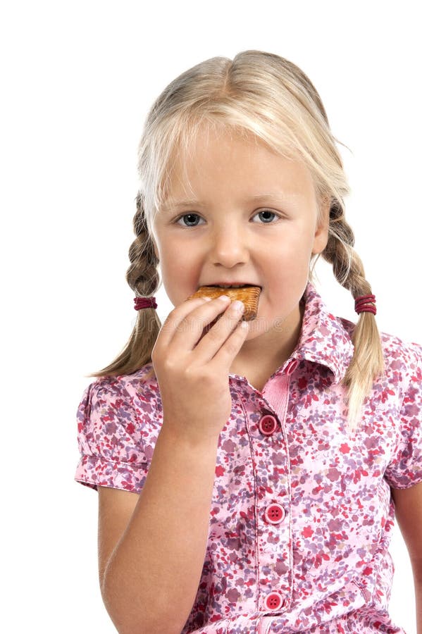 Little Girl Eating a Biscuit. Stock Image Image of caucasian, white