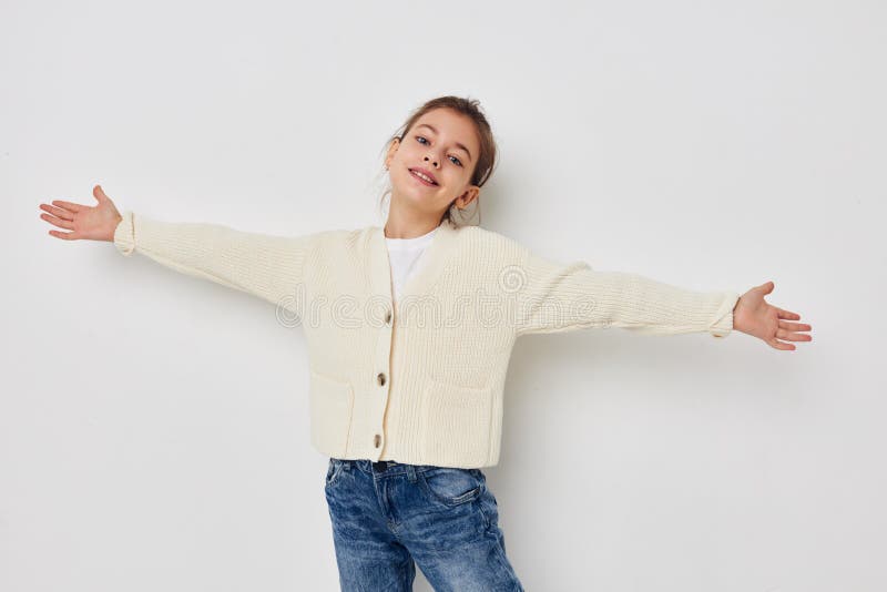 little girl emotion fun cropped view isolated background