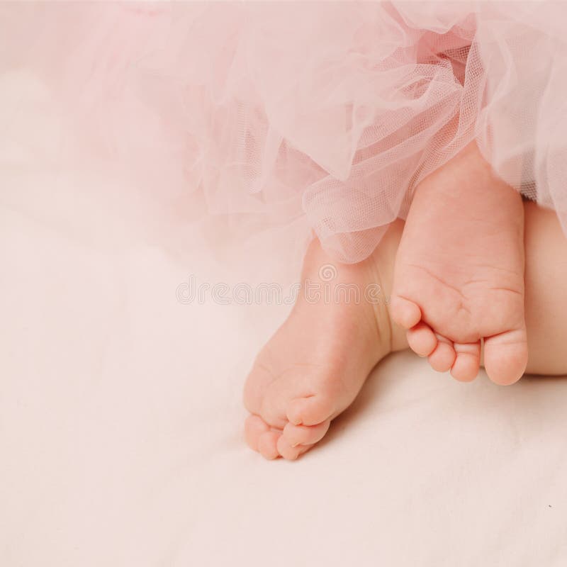 Little Girl Feet on Light Pink Stock Image Image of life, lace 42343783