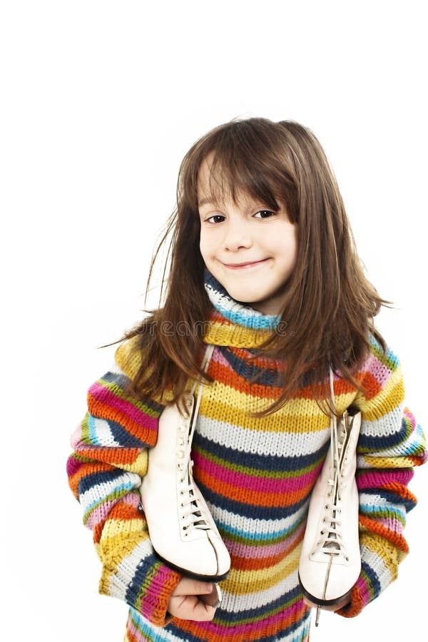 Little Girl Figure Skates Studio Shoot Stock Photos Free & Royalty