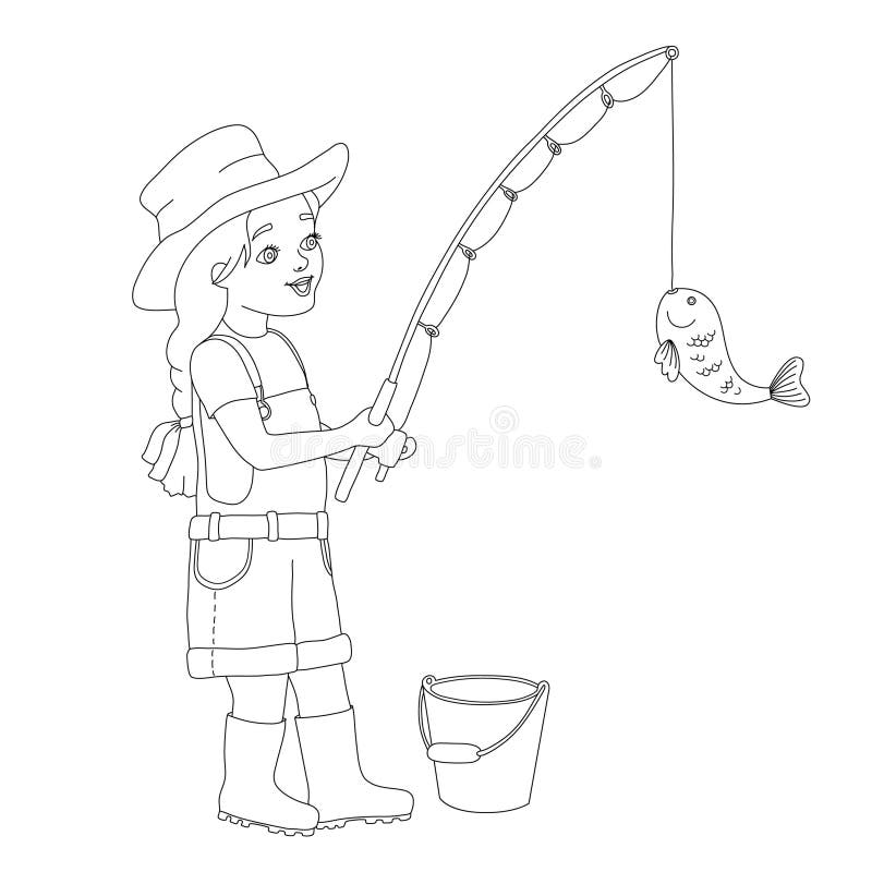 Little Girl Fishing Stock Illustrations – 487 Little Girl Fishing
