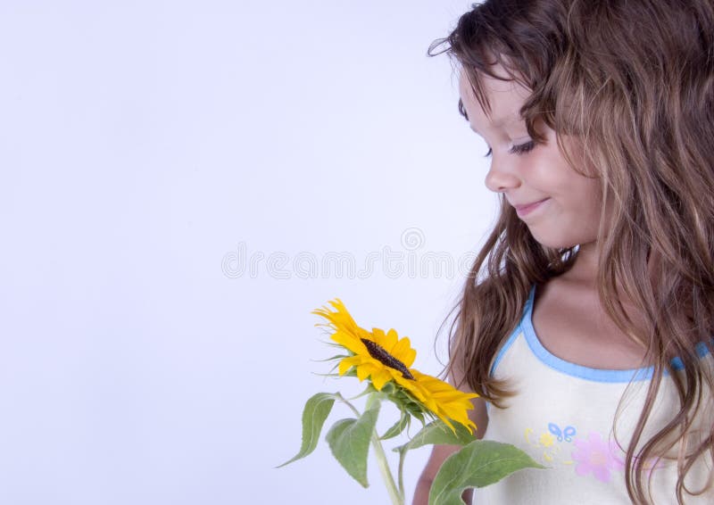 Little girl with flowers
