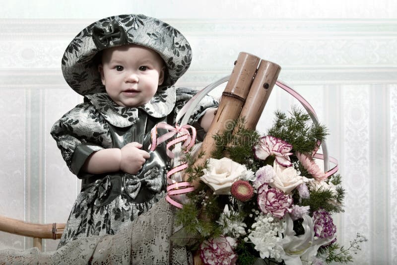 Little girl with flowers