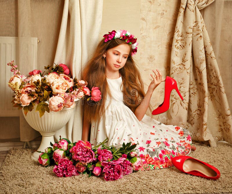 Little girl with flowers