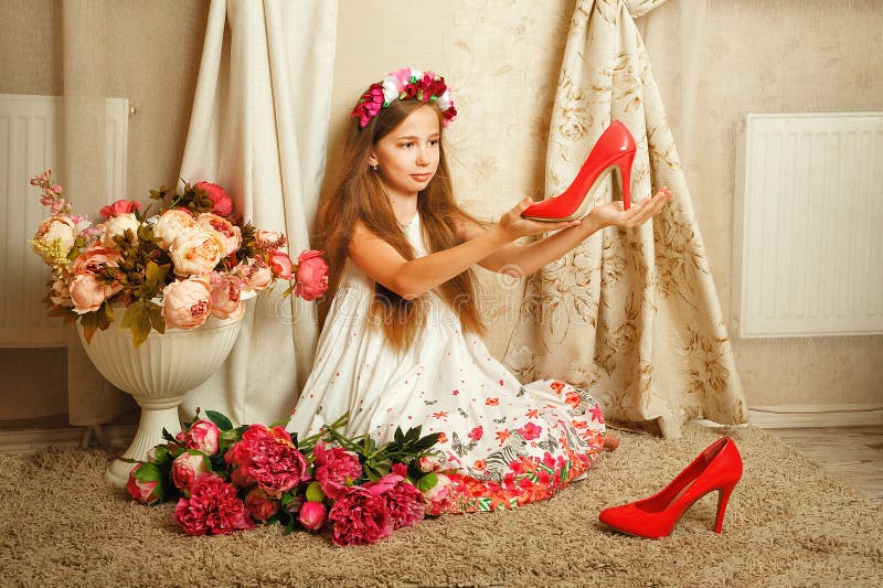 Little girl with flowers