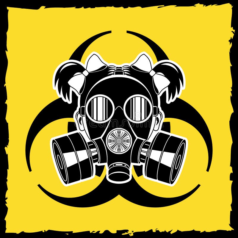 Cyberpunk Anime Girl Gas Mask Military Stock Vector (Royalty Free