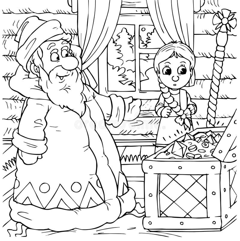 Little girl and Grandfather Frost