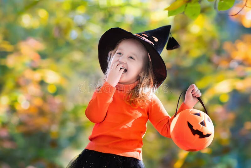 Little girl on Halloween trick or treat