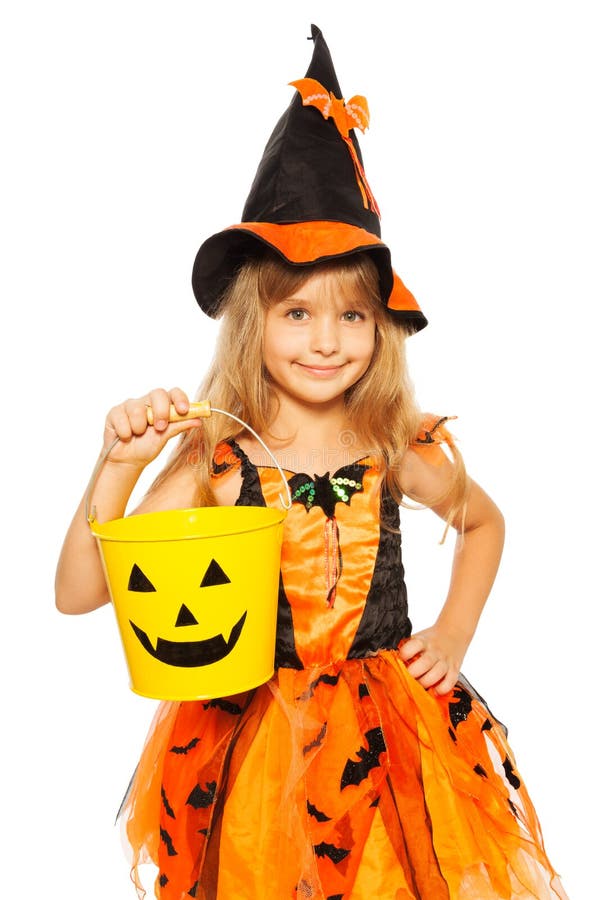 Little Girl In Halloween Witch Dress Stock Photo - Image: 44415798