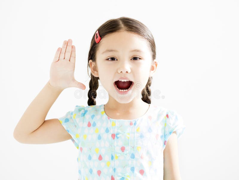 Little girl with hands upÂ 