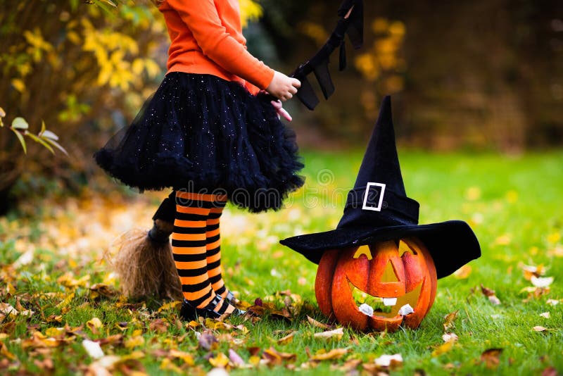 Little Girl Having Fun on Halloween Trick or Treat Stock Photo - Image ...