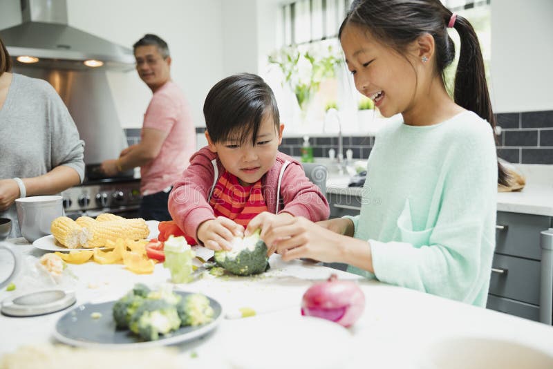 Children Helping to Prepare Dinner