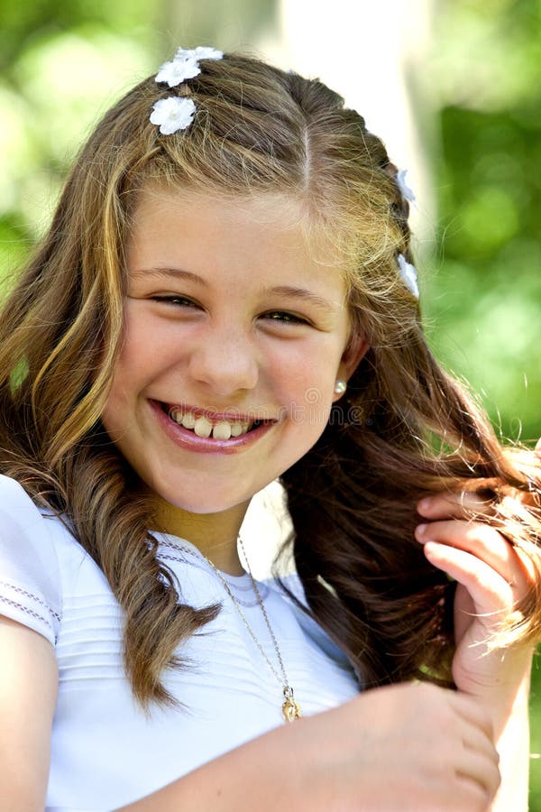 Girl in Her First Communion Day Stock Photo - Image of ceremony ...