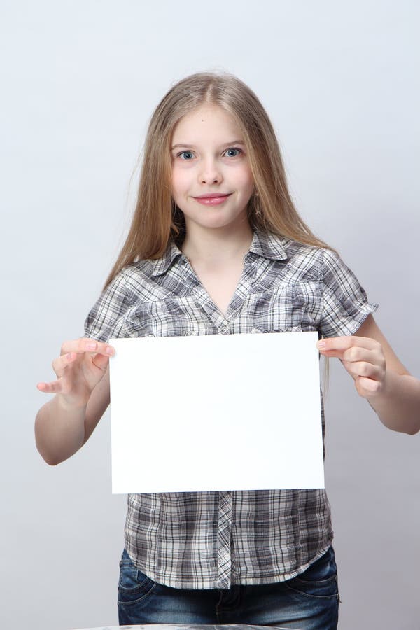 Girl holding a blank sign