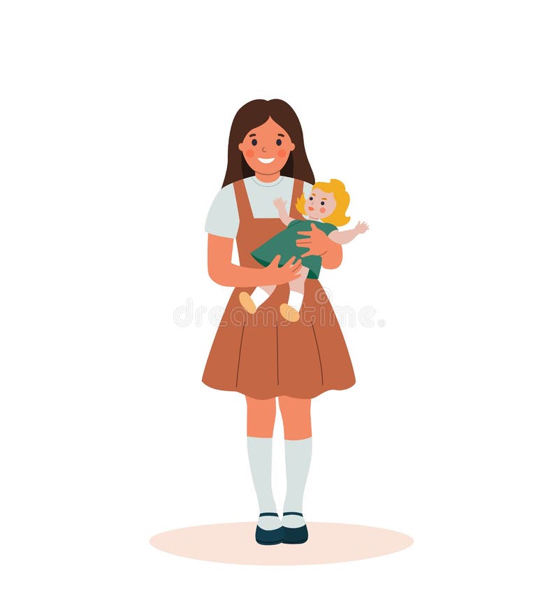 Child holding doll : plus de 2 415 illustrations et dessins de