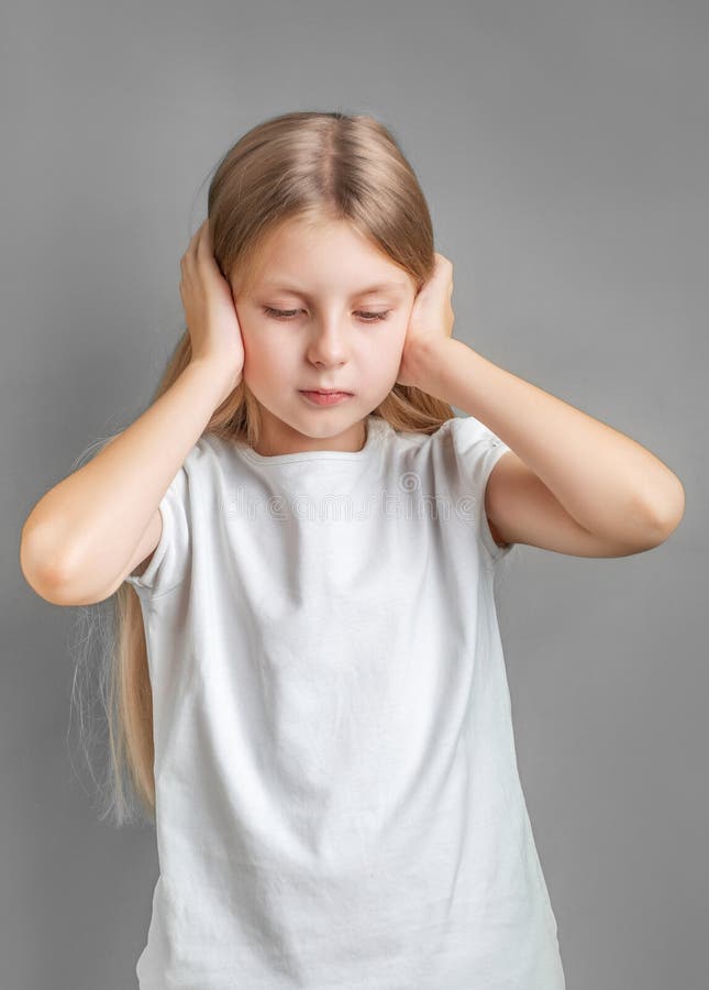 Little Girl Holding Her Head Stock Photo Image of frustration, little