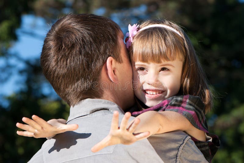 Little Girl Hugging Embracing Her Father Stock Photography Image