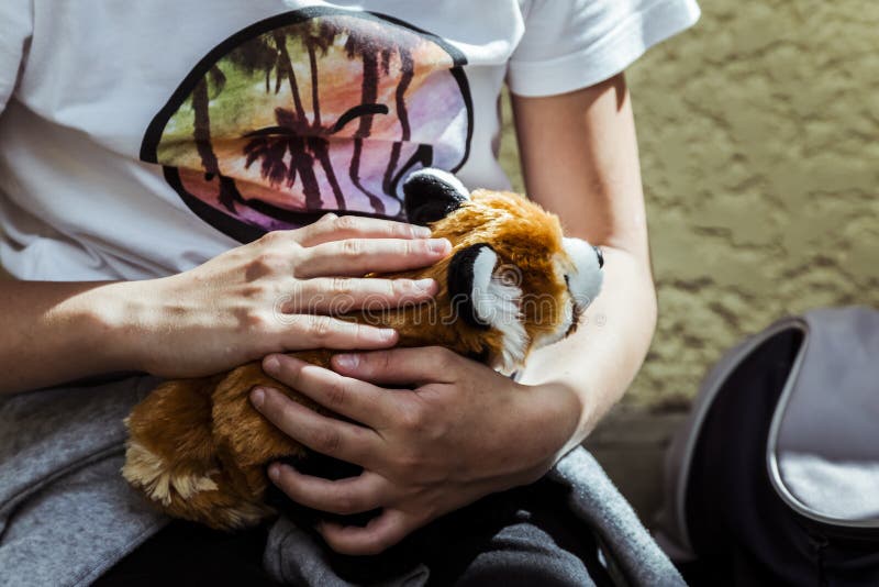 Little Girl Hugging Her Plush Stock Photo Image of sweetness, plush