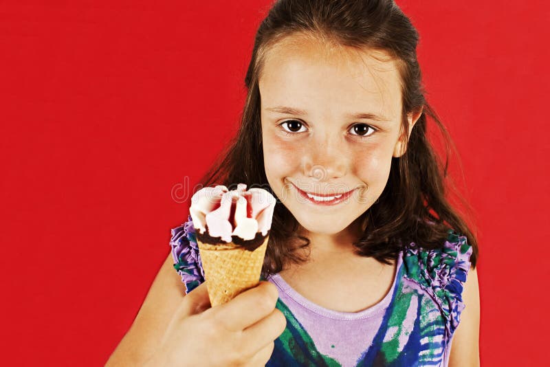 Ice Cream Little Girl Excited Stock Photo Image of person, caucasian