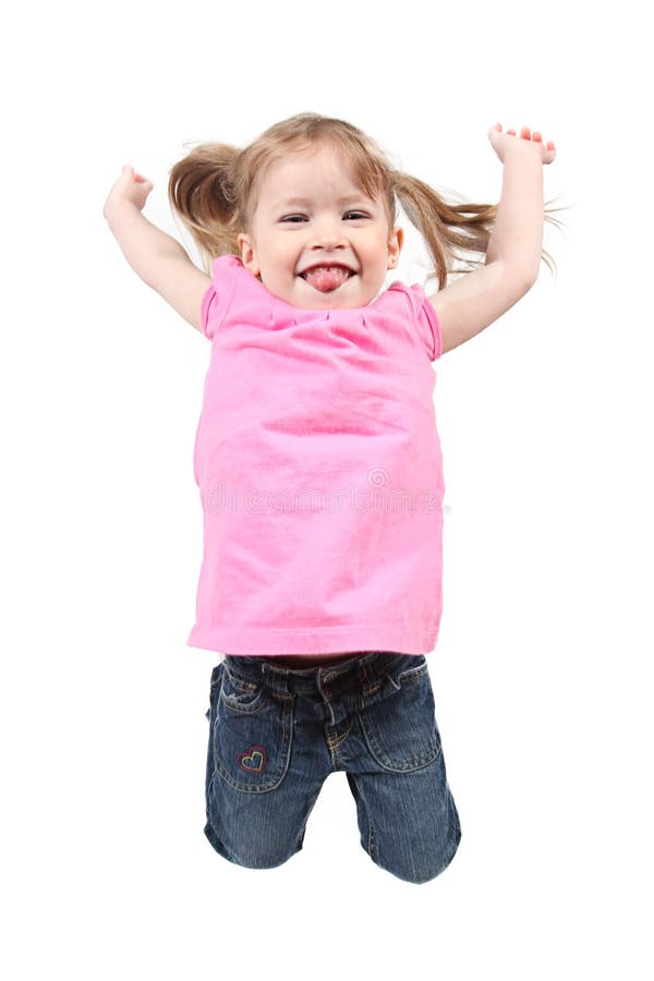 Little girl jumping on isolated stock images Little girl jumping on isolated stock images