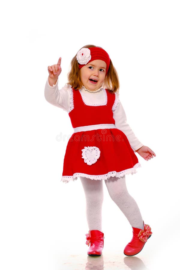 A Little Girl in a Knitted Dress Stock Image Image of good, male