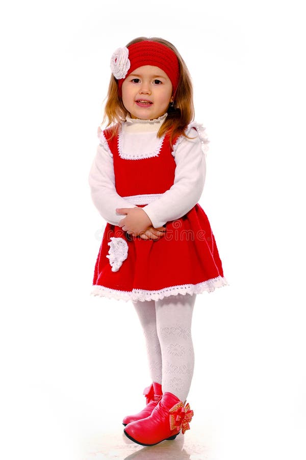 A Little Girl in a Knitted Dress Stock Image Image of good, male
