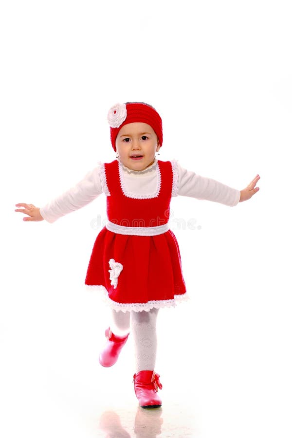 A Little Girl in a Knitted Dress Stock Image Image of good, male