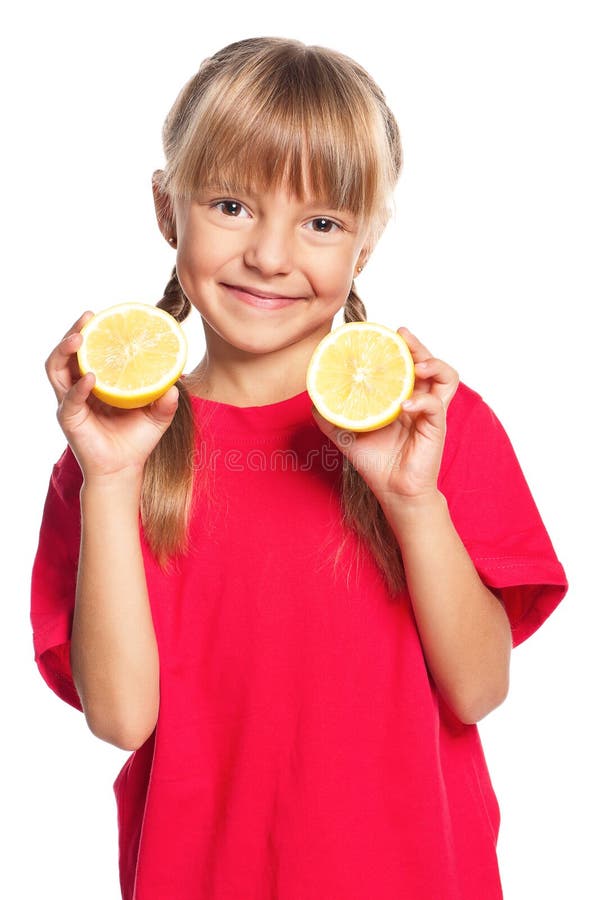 Little girl with lemon