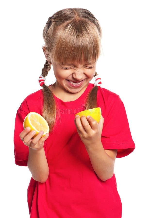 Little girl with lemon