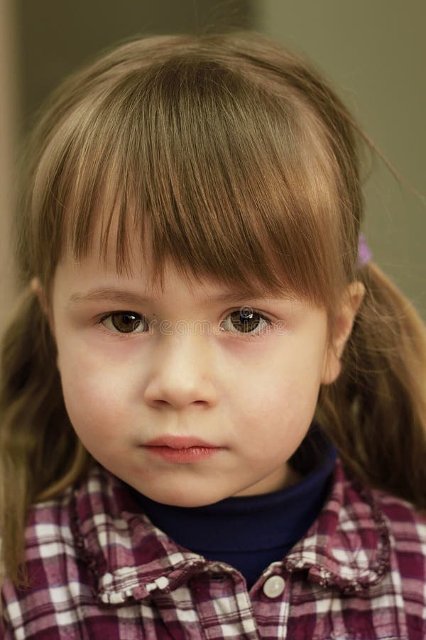 Little Girl Looking Straight Ahead Stock Image Image of shirt, eyes