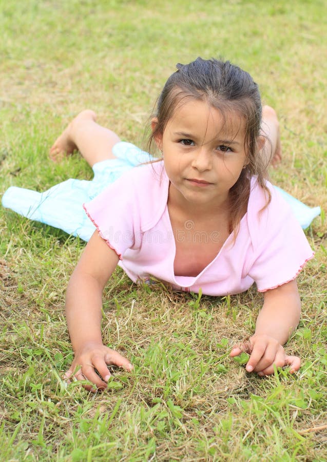 Little Girl Lying Grass
