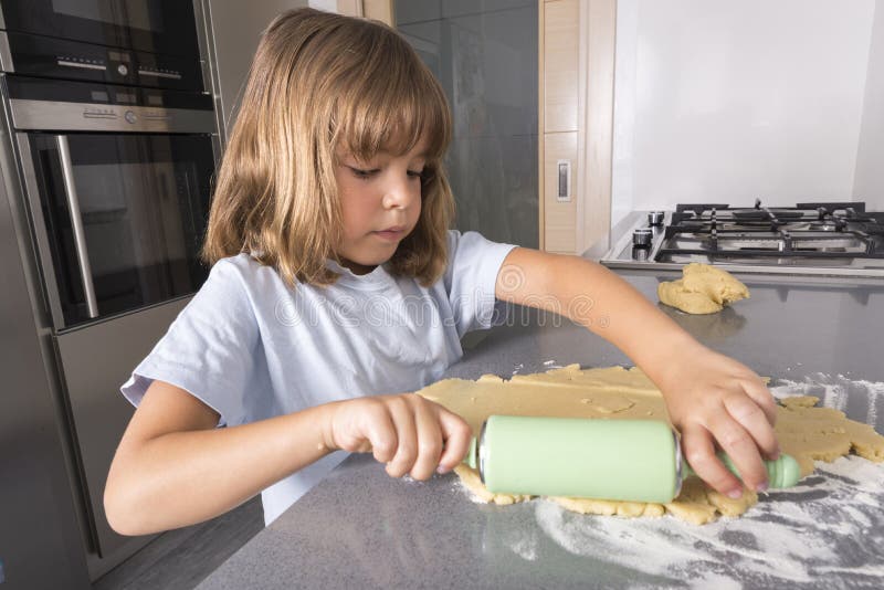 Little Girl Making Cookie Dough Stock Photo Image of caucasian