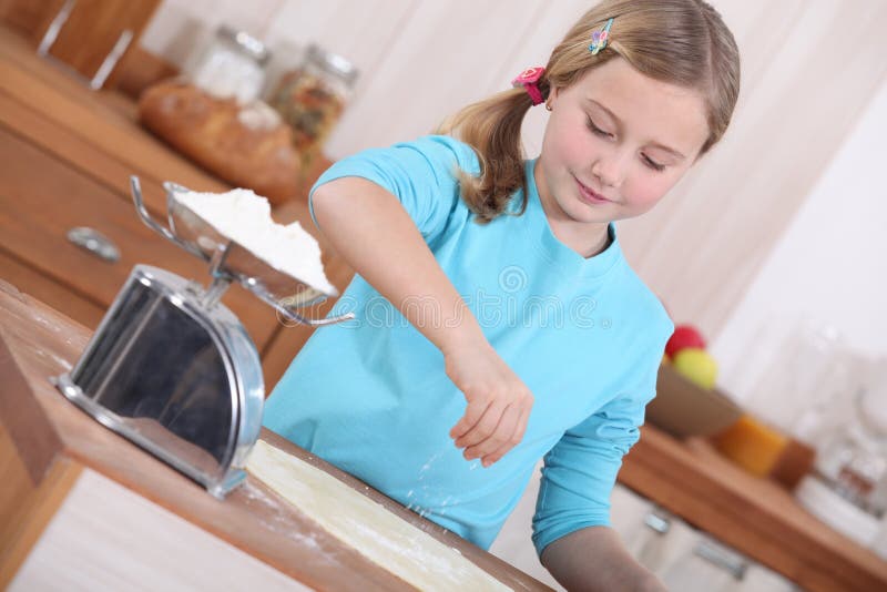 Little Girl Making Pancakes Stock Photo Image of pancake, cute 28902732