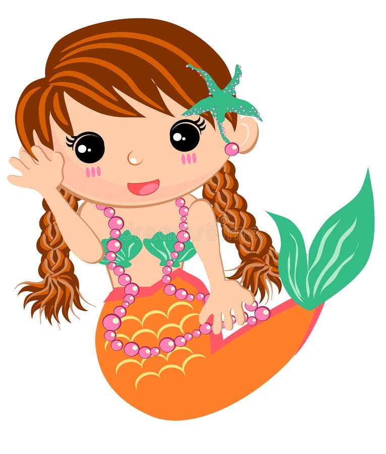 Little Mermaid Girl stock illustration. Illustration of cute 14284000