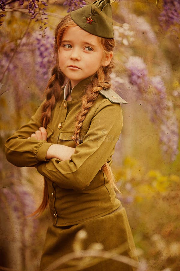 Little Girl in a Military Uniform Stock Photo Image of history, bows