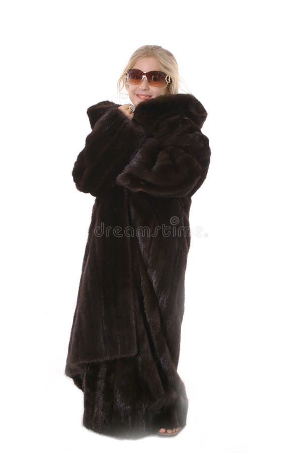 Little Girl In Mink Coat And Sunglasses Picture. Image 3826699
