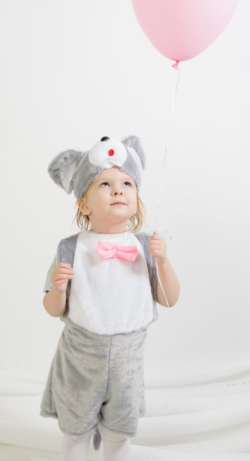 Little girl in a mouse suit royalty free stock image