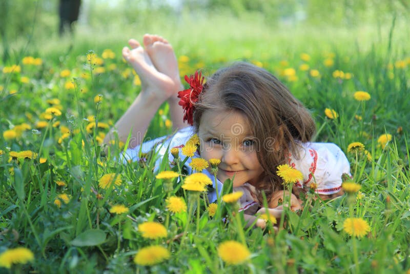 Little girl on nature.