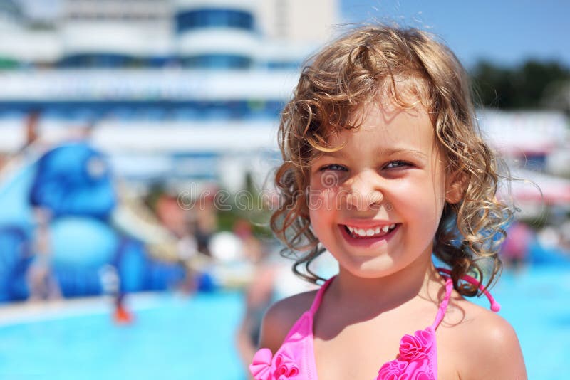 Little girl near pool in aquapark royalty free stock image Little girl near pool in aquapark royalty free stock image