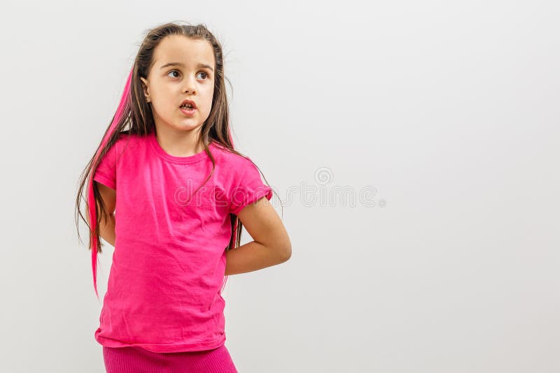 Little girl with pink hair stock image. Image of idea 245913403
