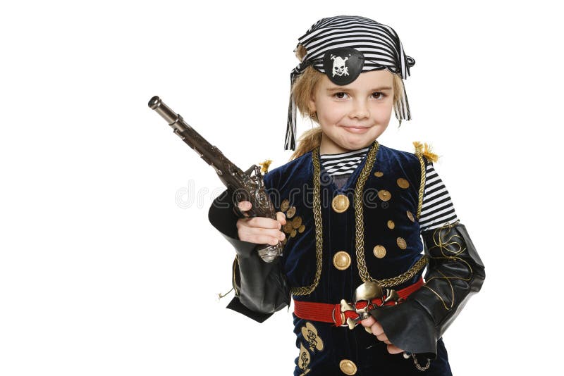 Little girl pirate holding a gun