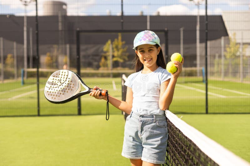Little Girl Playing Paddle Tennis Stock Photo Image of racquet