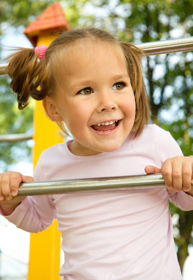 Little Girl is Playing in Playground Stock Photo Image of little