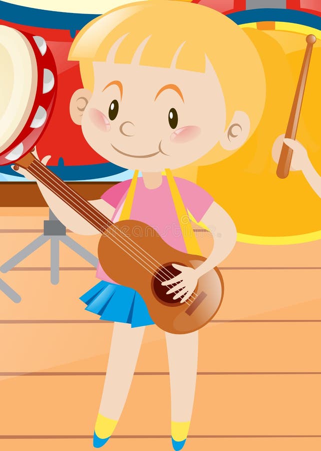 Cute Girl Playing Ukulele Stock Illustrations 169 Cute Girl Playing