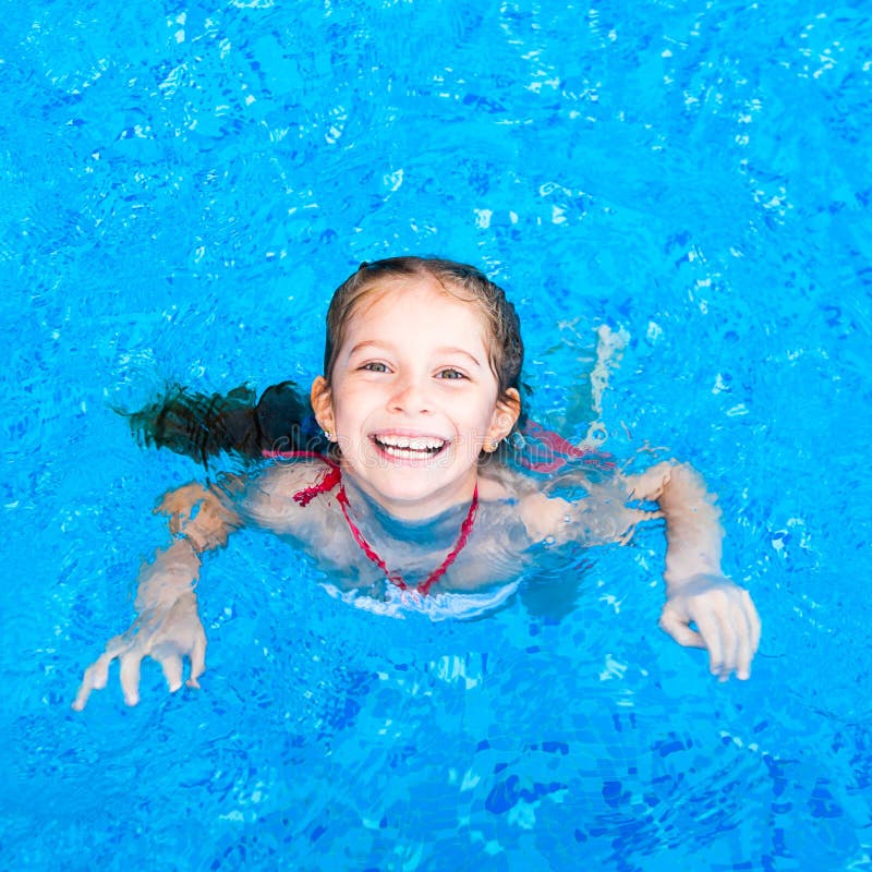 Swimming Pool Girl stock photo. Image of blue, bikini - 9382984