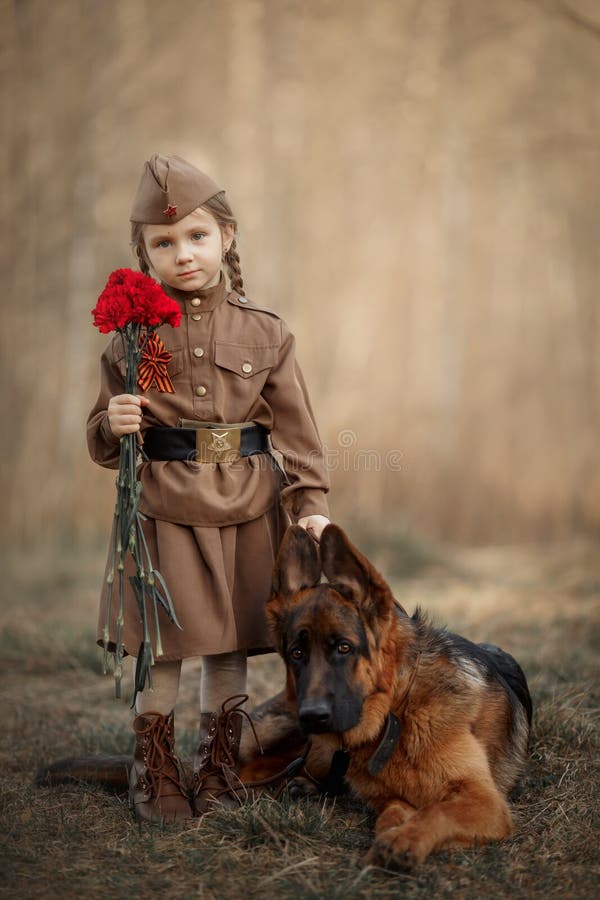 Little girl portrait in Soviet military uniform royalty free stock photography Little girl portrait in Soviet military uniform royalty free stock photography