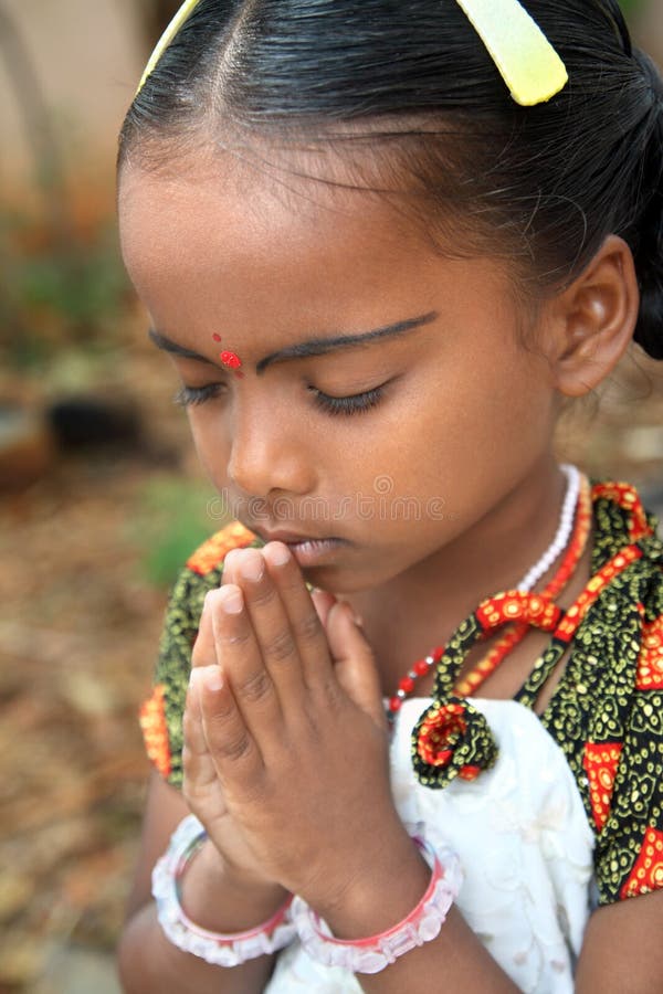 Indian Cute Little Girl Praying