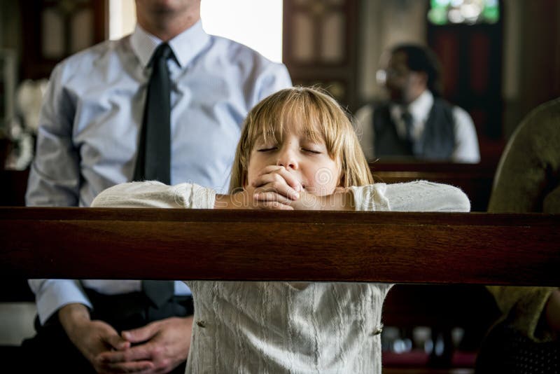 Little Girl Praying Church Believe Faith Religious