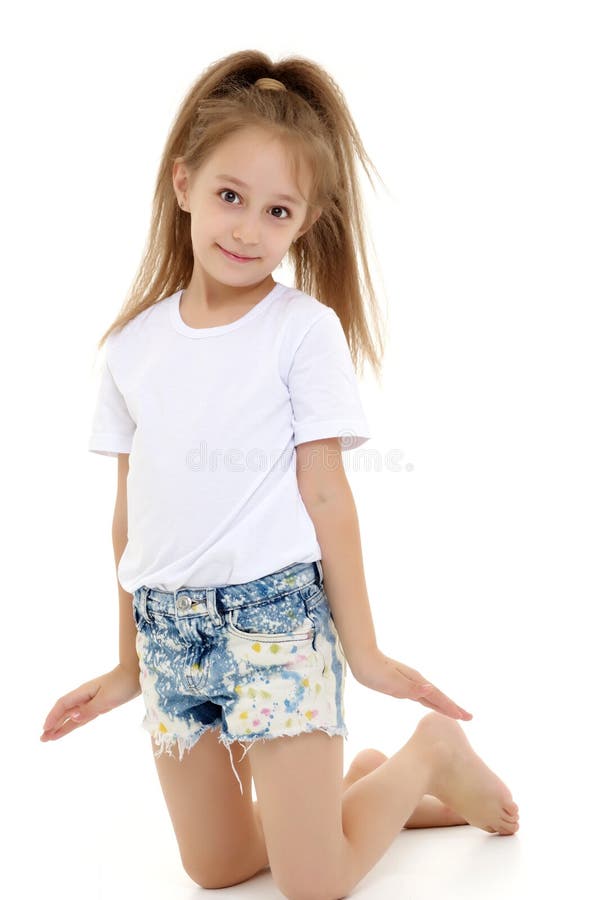 Little Girl in a Pure White T-shirt for ...