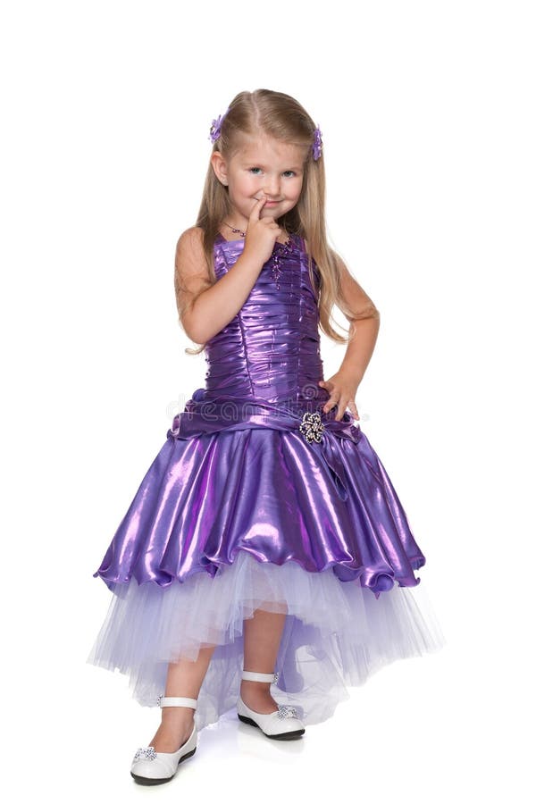 Little Girl in a Purple Dres Stock Photo - Image of people, curiosity ...